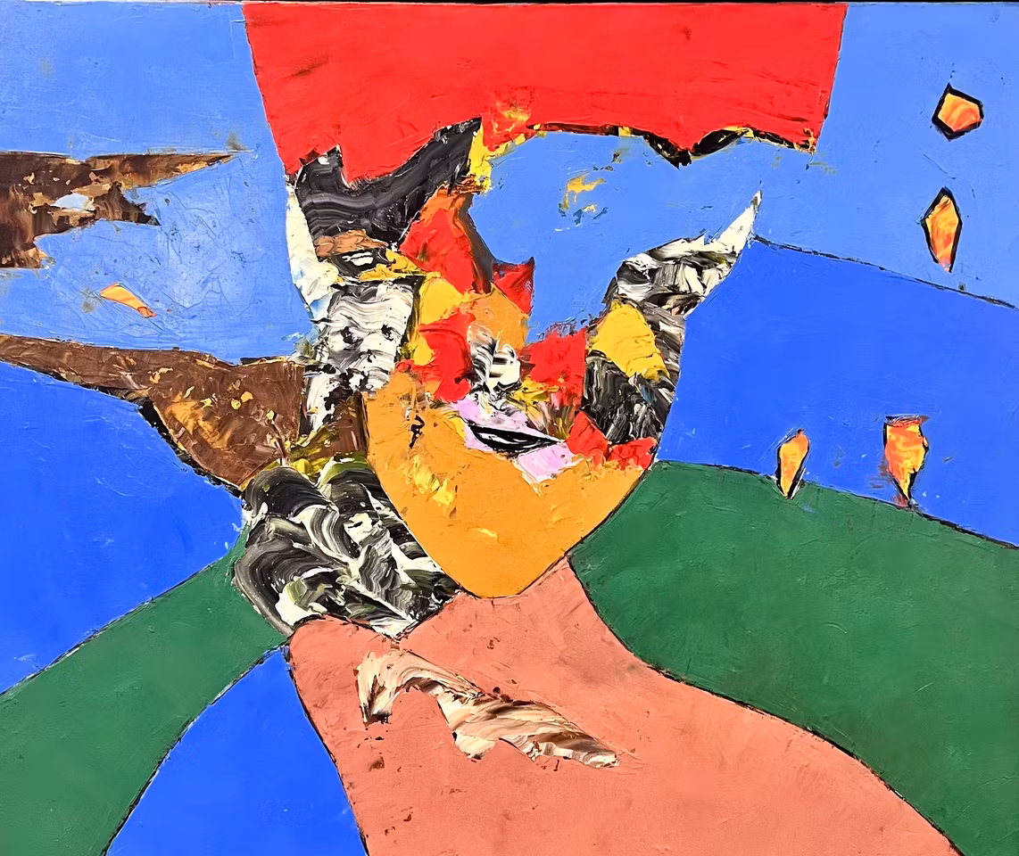 "Mermaid", Olja på duk av Lajos Flesser. 70x62 cm