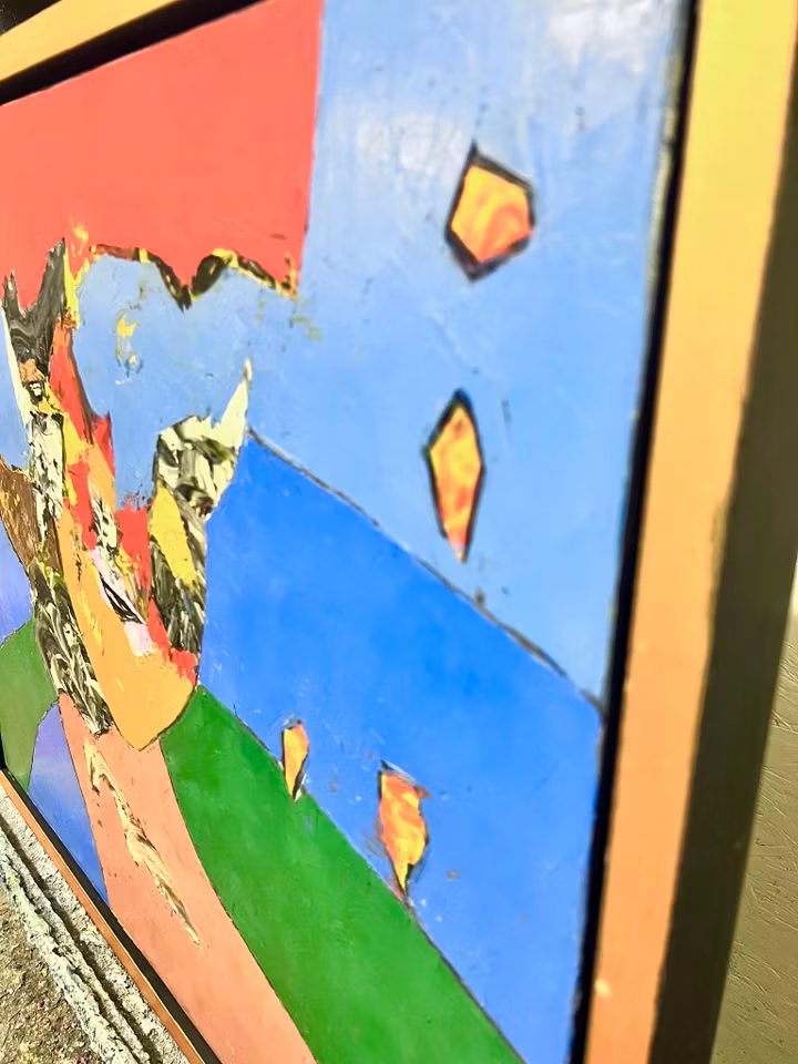 "Mermaid", Olja på duk av Lajos Flesser. 70x62 cm