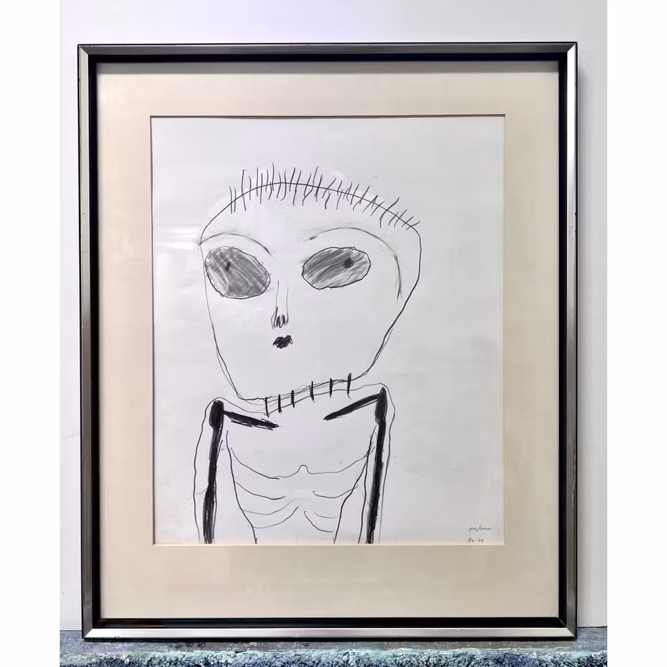 "Pojken" Ramad teckning av Agneta Granstad.  51x60 cm