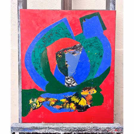 "Fuye", Olja på duk av Lajos Flesser. 70x62 cm