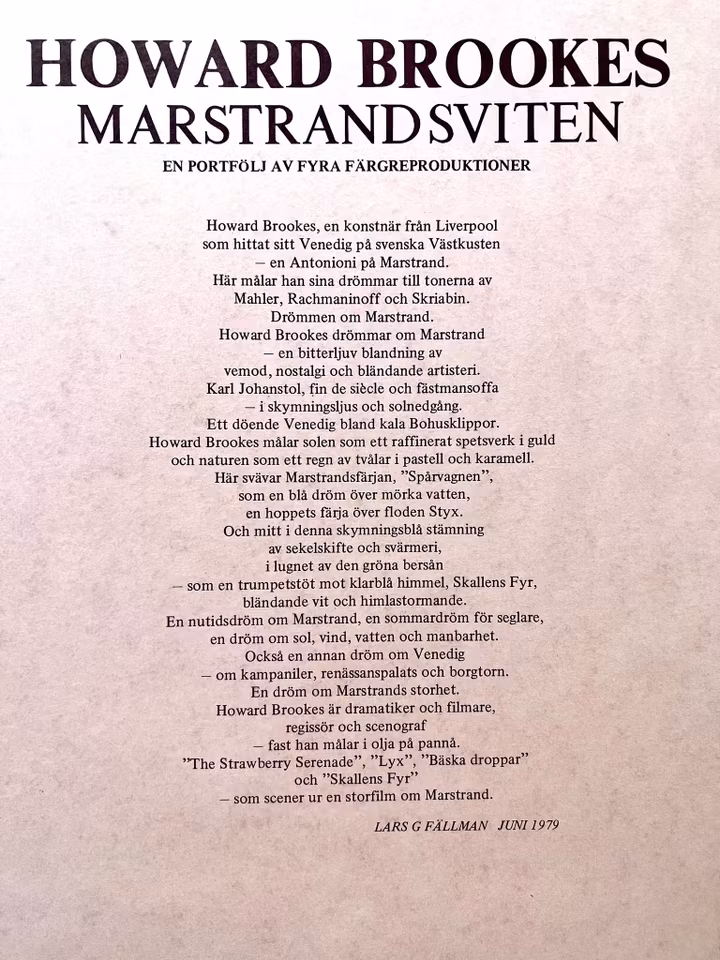 "Lyx" Reproduktion av Howard Brookes ur Marstrandssviten. 45x60 cm