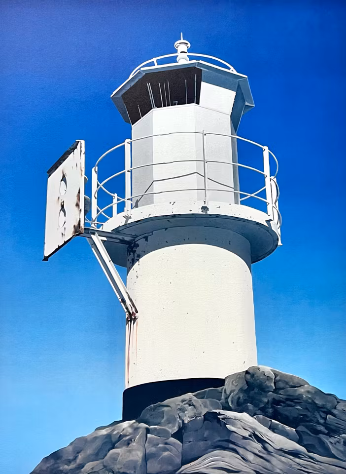 "Skallens fyr" Reproduktion av Howard Brookes ur Marstrandssviten. 45x60 cm