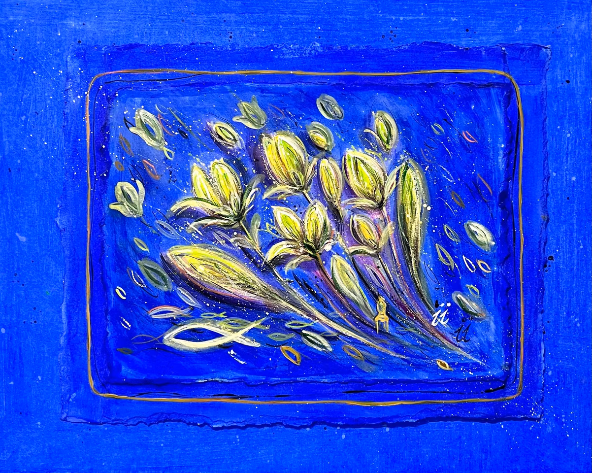 "Följsam" Blandteknik av Ingbritt Irene Lagerberg (ii), 42,5x53 cm.