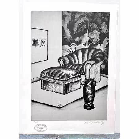 Kent Lindholm, litografi, signerad  Ur sviten "Suite of rooms", 49 x 69 cm.