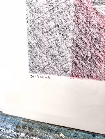"Korsets skugga", Färglitografi av Stig "Vidi" Åsberg. 47x62 cm