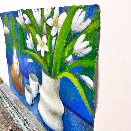 "Stillhet och fika" Akryl på papper av Stefan W. Igelström 56x40 cm