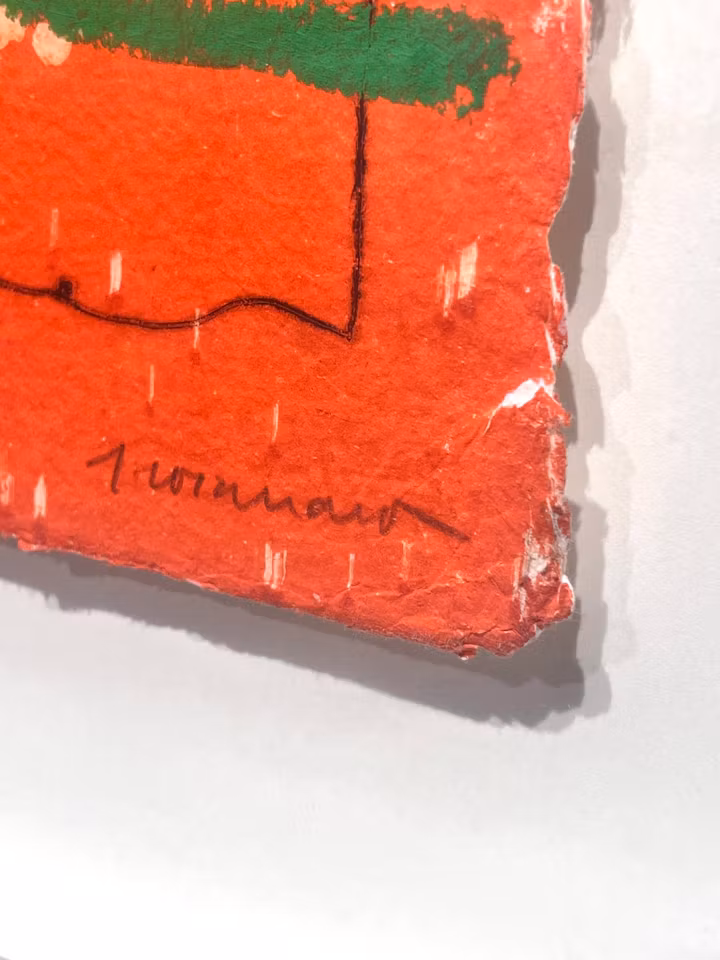 Röd Karborundumetsning av James Coignard. Inramad, 73x62 cm