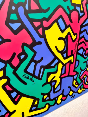 "Untitled" Affisch av Keith Haring på pannå. 78x78 cm