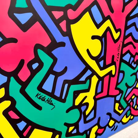 "Untitled" Affisch av Keith Haring på pannå. 78x78 cm