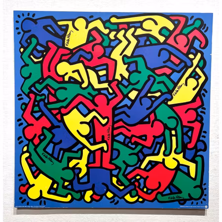 "Untitled" Affisch av Keith Haring på pannå. 78x78 cm