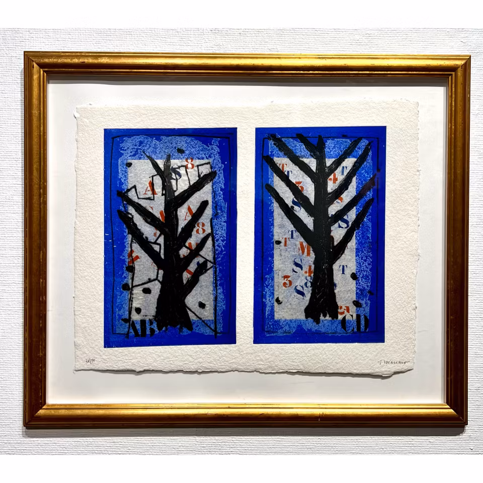 "Arbre sur bleu" Etsning av James Coignard. 75x62 cm