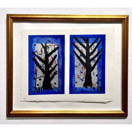 "Arbre sur bleu" Etsning av James Coignard. 75x62 cm