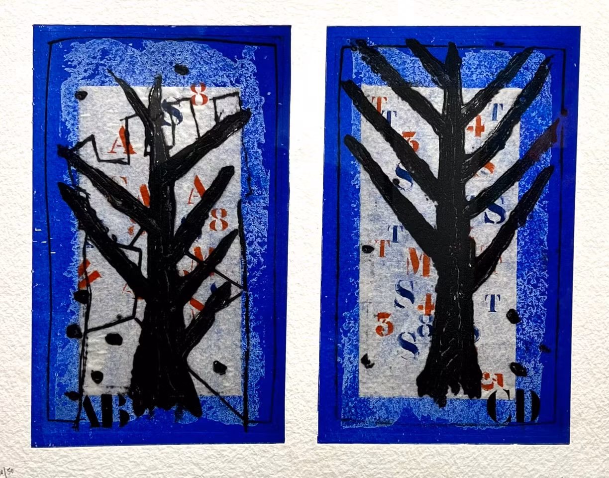 "Arbre sur bleu" Etsning av James Coignard. 75x62 cm