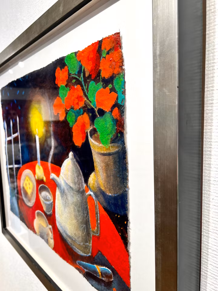 "Nattmacka" Akryl på papper av Stefan W. Igelström. 73,5 x 61 cm