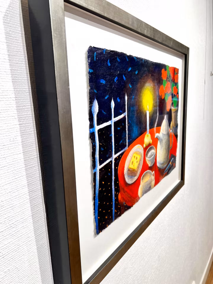 "Nattmacka" Akryl på papper av Stefan W. Igelström. 73,5 x 61 cm