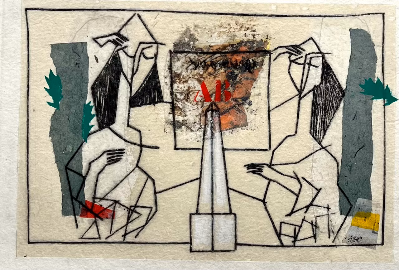 Färgetsning av James Coignard. Inramad, 74,5 x 64,5cm