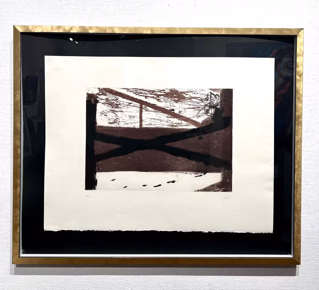 "Le Lit" Färgetsning av Antoni Tàpies. 96x80 cm