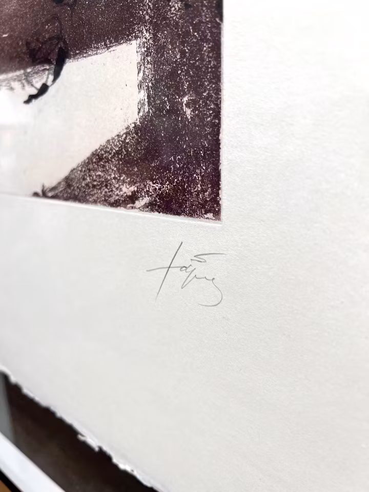 "Le Lit" Färgetsning av Antoni Tàpies. 96x80 cm