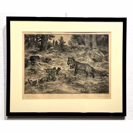 "Rävarna" Originaletsning av Axel Österberg. 68,5x56 cm