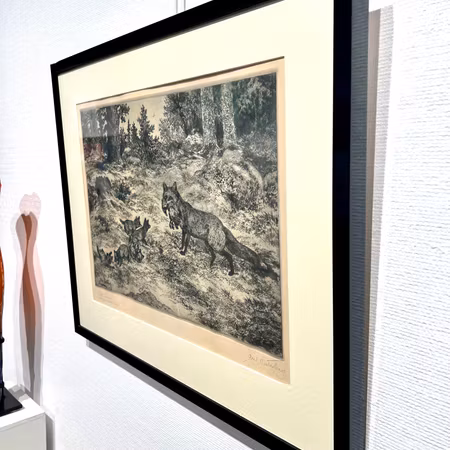 "Rävarna" Originaletsning av Axel Österberg. 68,5x56 cm