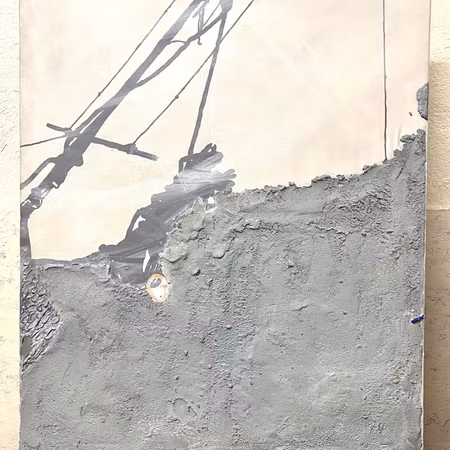 "Fasades" Blandteknik på duk av Michel Potage. 81x101 cm