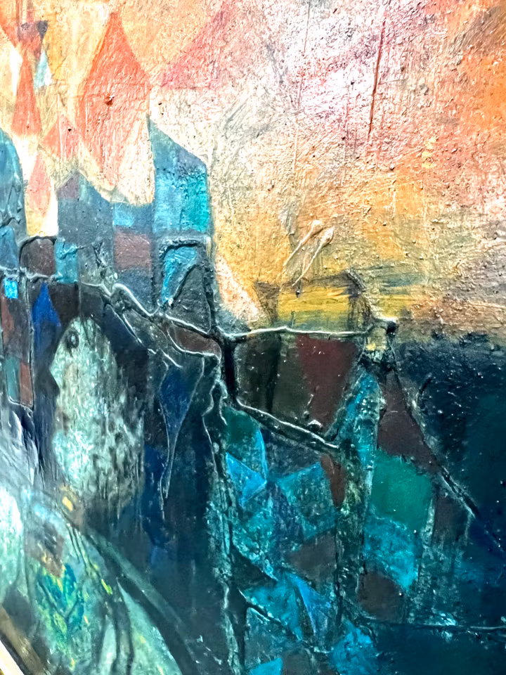 "Énfant au chiny" Olja på duk av James Coignard. 84x70 cm