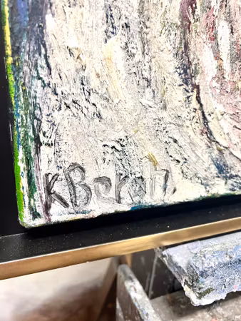 "Långväga ifrån" Olja på duk av Kerstin Bergh. 95x97 cm