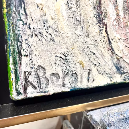 "Långväga ifrån" Olja på duk av Kerstin Bergh. 95x97 cm