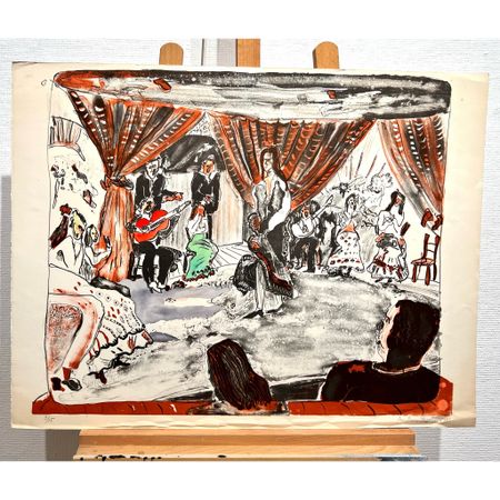 "Flamenca i Madrid" Litografi av Anders Fogelin, 77,5x59,5 cm