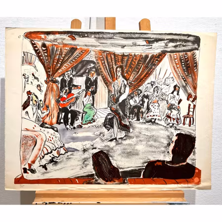 "Flamenca i Madrid" Litografi av Anders Fogelin, 77,5x59,5 cm