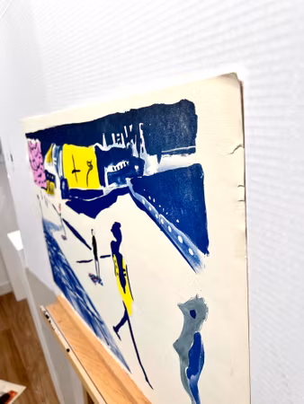 "Sol och skugga i Madrid" Litografi av Anders Fogelin, 77x48,5 cm