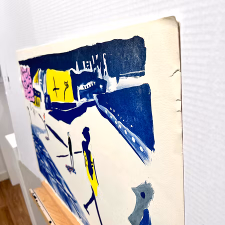 "Sol och skugga i Madrid" Litografi av Anders Fogelin, 77x48,5 cm