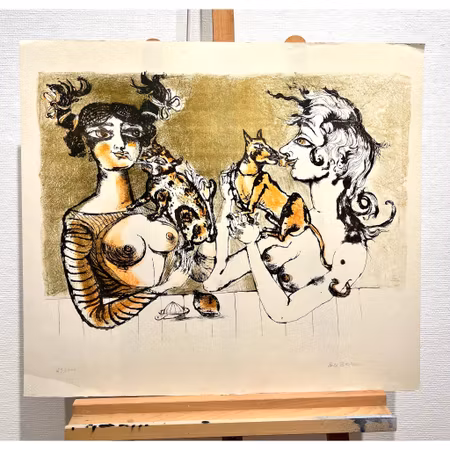 "Sonntag der Vampyrinnen" Färglitografi av Bele Bachem. 71x63 cm