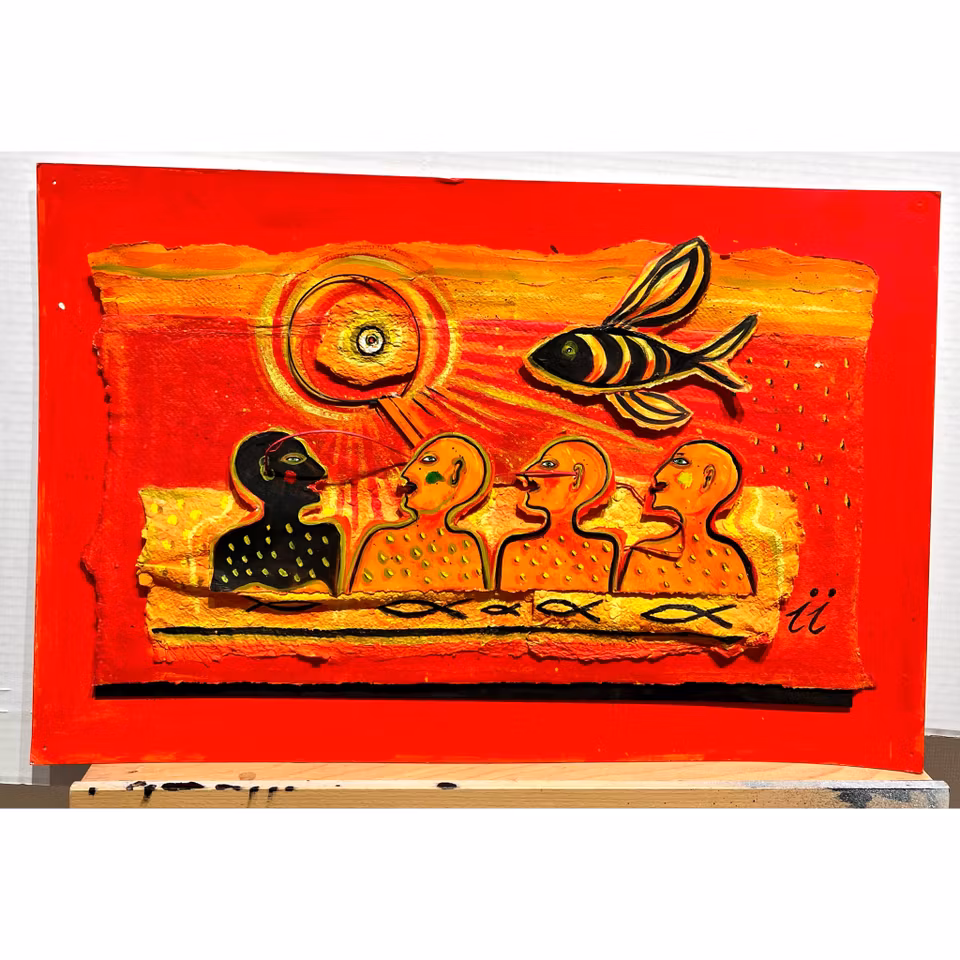 "I ljuset av sanningen" Blandteknik av Ingbritt Irene Lagerberg (ii), 58,5 x 39 cm.