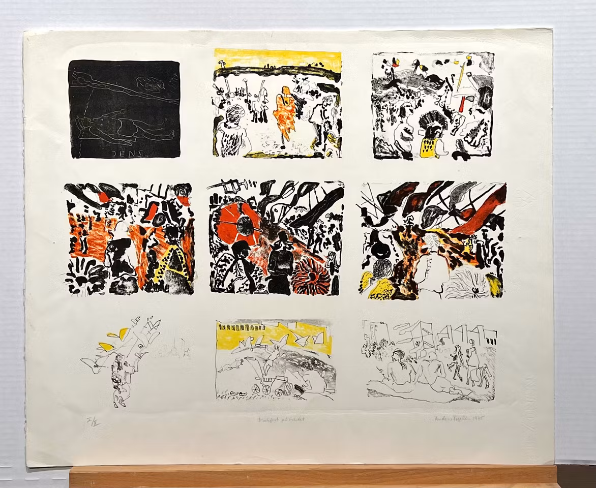 "Drakefest på Gärdet" Litografi av Anders Fogelin, 60x50 cm