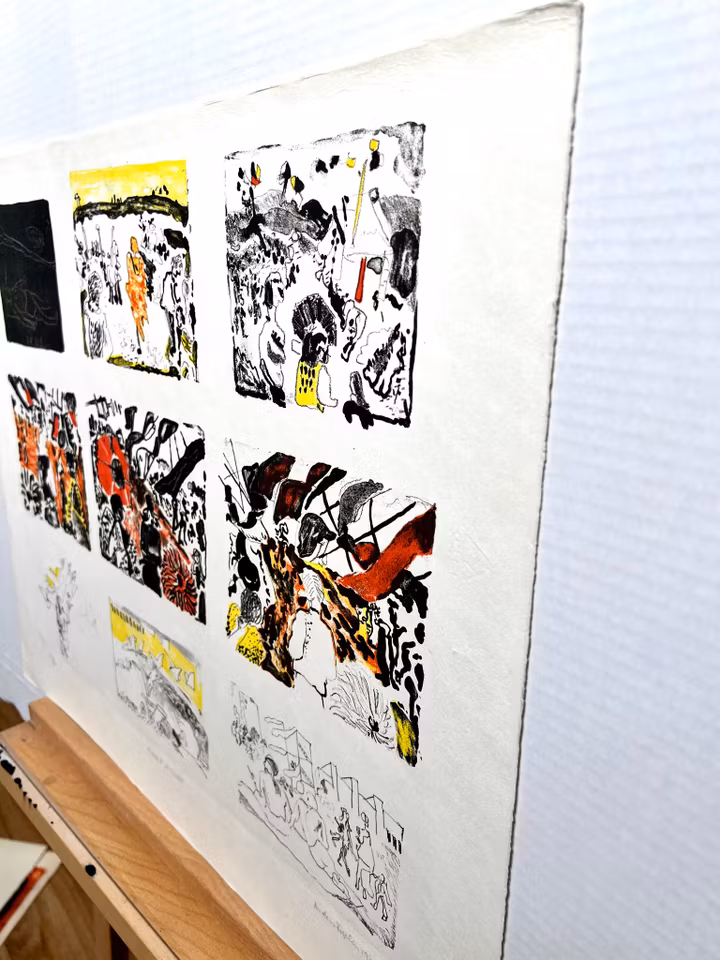 "Drakefest på Gärdet" Litografi av Anders Fogelin, 60x50 cm