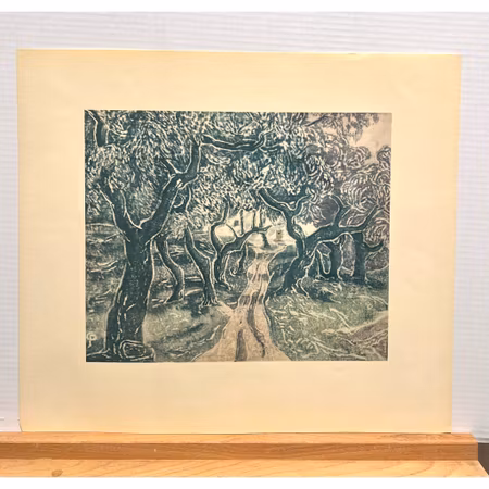 "Korkekar" Konsttryck efter träsnitt av Carl Palme. 42x48 cm