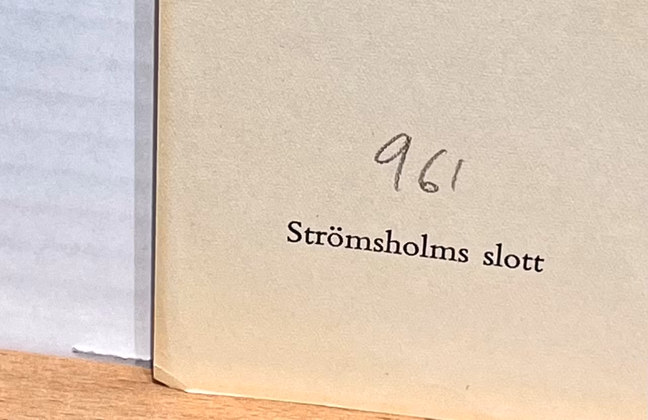 "Strömsholms slott" Konsttryck efter träsnitt av Carl Palme. 42x48 cm