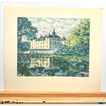 "Strömsholms slott" Konsttryck efter träsnitt av Carl Palme. 42x48 cm