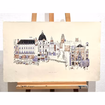 "Gran via Alcacá" Färglitografi av Francisco Todo Garcia. 78x47 cm