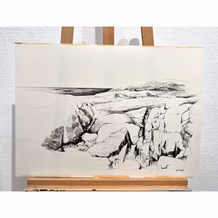 "Klippor" Grafiskt blad av Gunnar Didoff, 64,5x46cm