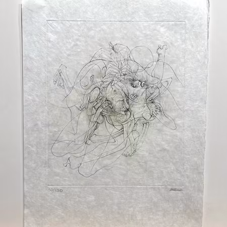 "Erotisk komposition" Etsning av Hans Bellmer. 28x38 cm