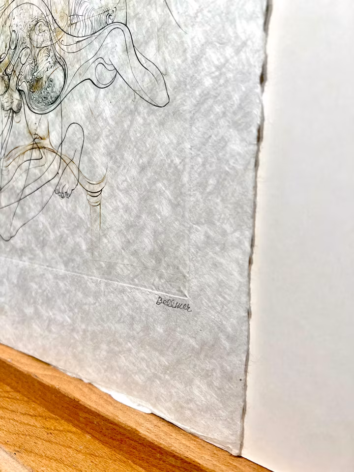 "Erotisk komposition" Färgetsning av Hans Bellmer. 28x38 cm