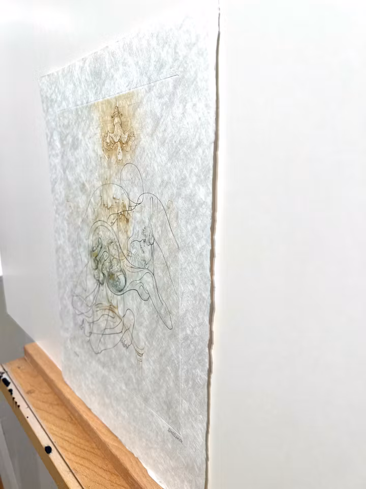 "Erotisk komposition" Färgetsning av Hans Bellmer. 28x38 cm