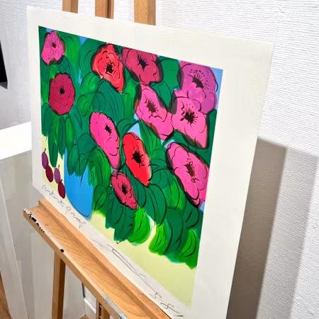 "Flowers and fruit" Serigrafi av Walasse Ting, 55x77 cm