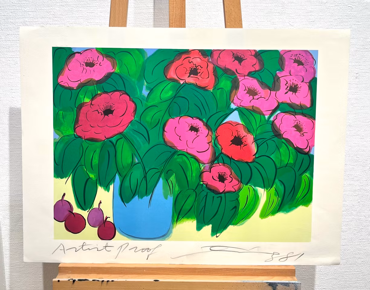 "Flowers and fruit" Serigrafi av Walasse Ting, 55x77 cm