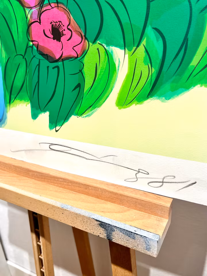 "Flowers and fruit" Serigrafi av Walasse Ting, 55x77 cm