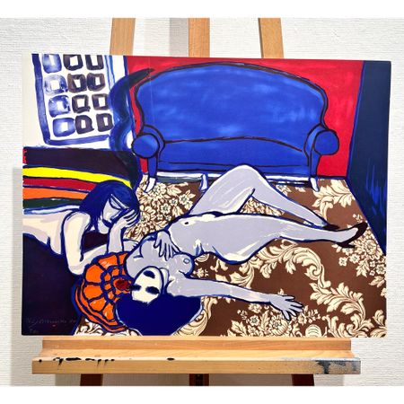 "Blå Soffa" Litografi av Corneille, 66x50 cm