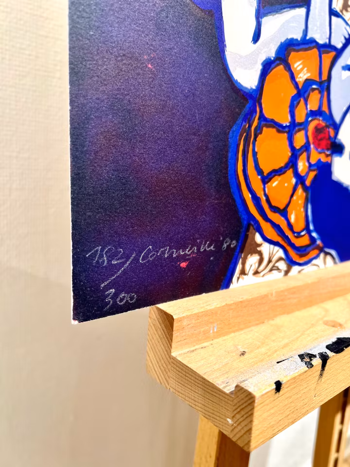 "Blå Soffa" Litografi av Corneille, 66x50 cm