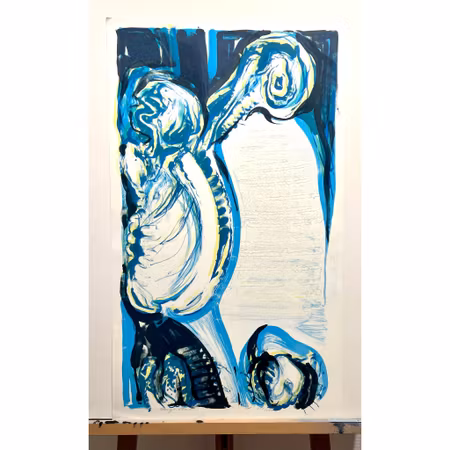 "Ingen titel" Litografi av Bengt Olson, 43x73 cm